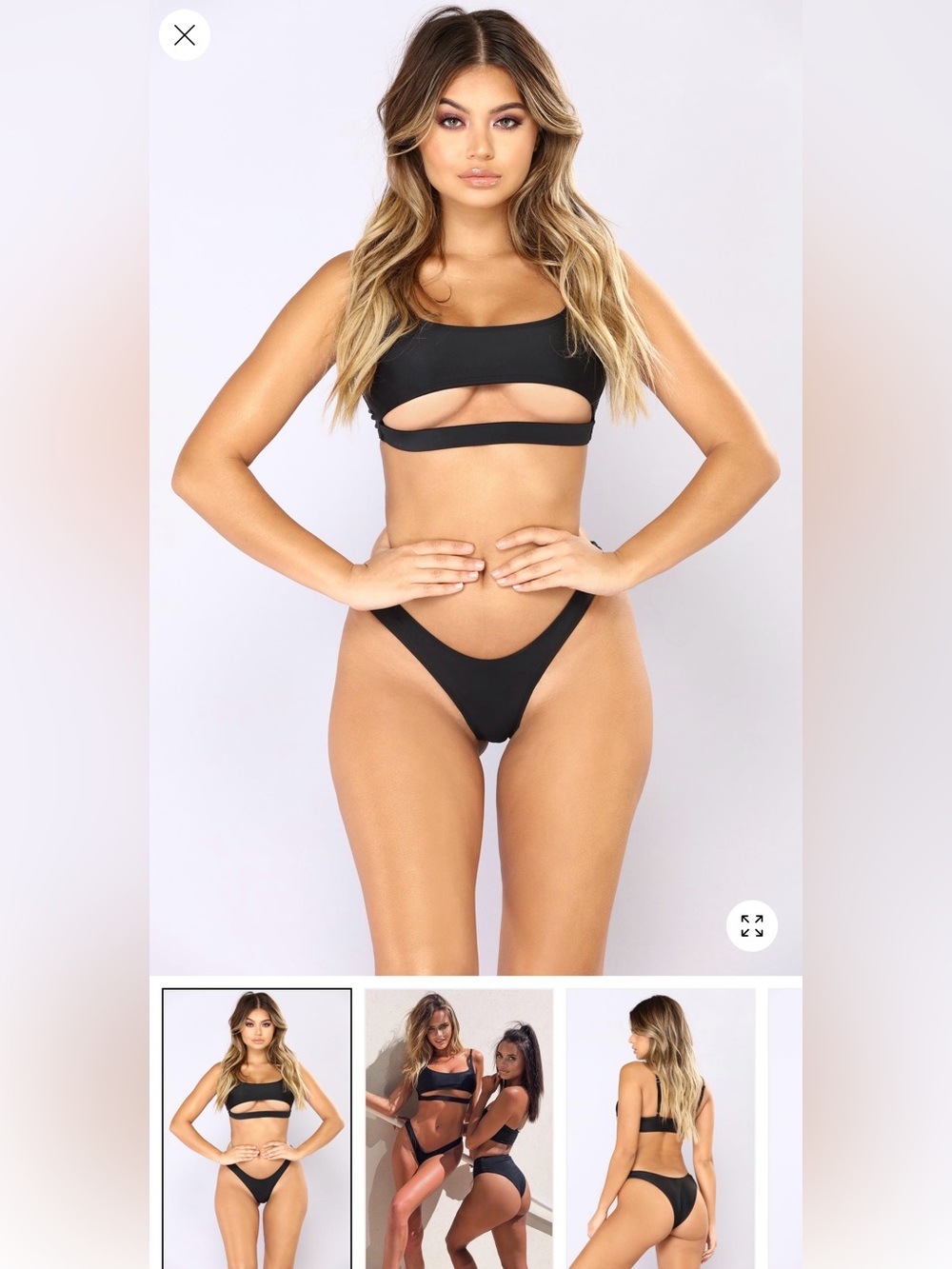 Fashion Nova Black Cutout Bikini Set